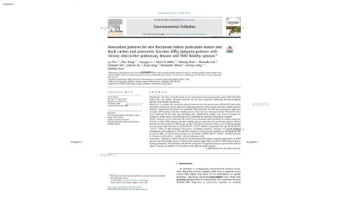 Association patterns for size-fractioned indoor particulate matter and black carbon and autonomic function differ between patients with chronic obstructive pulmonary disease and their healthy spouses*